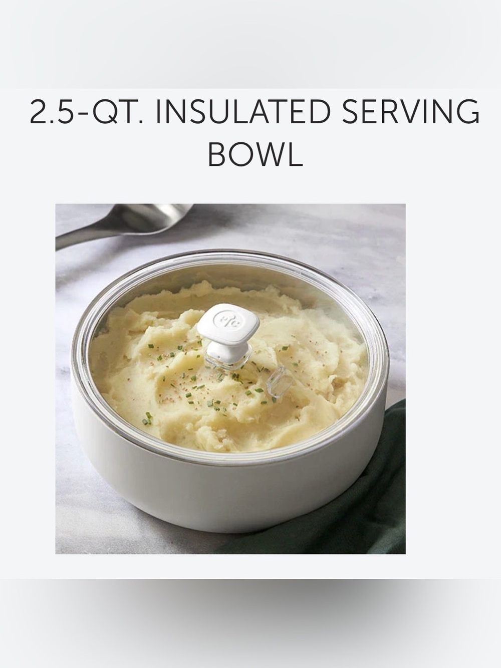 Pampered Chef Insulated Serving Bowl – White (2.5-Qt)